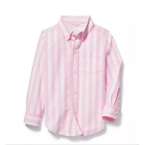 Janie and Jack Striped Oxford Shirt in Preppy Pink And White Stripe Size 3T
